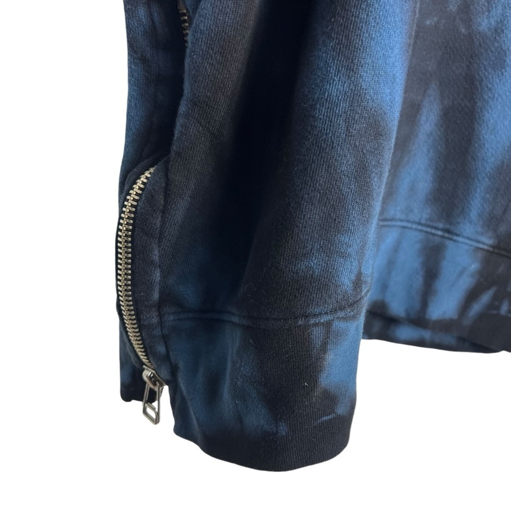 SUNDRY EVEREVE Black & Blue Tie Dye Crewneck Fleece Sweatshirt with zippers - Picture 5 of 7